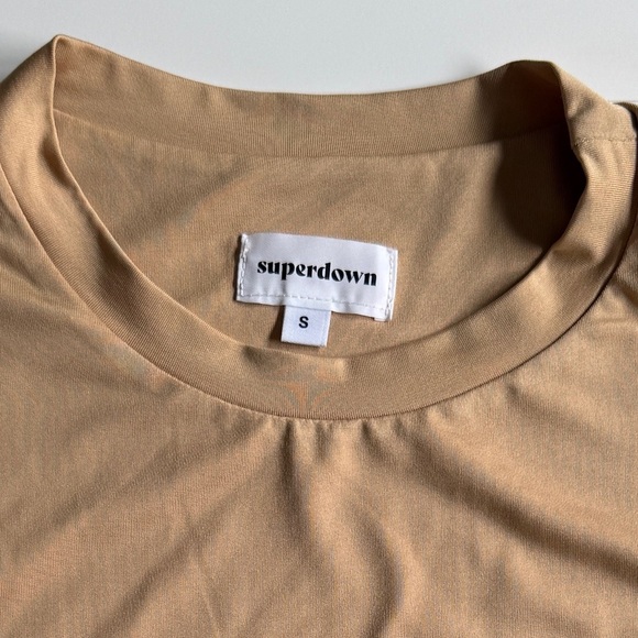 Superdown Cory Ruched Side Mini Dress Nude Small S Neutral Closet Staple Classic - Picture 3 of 12